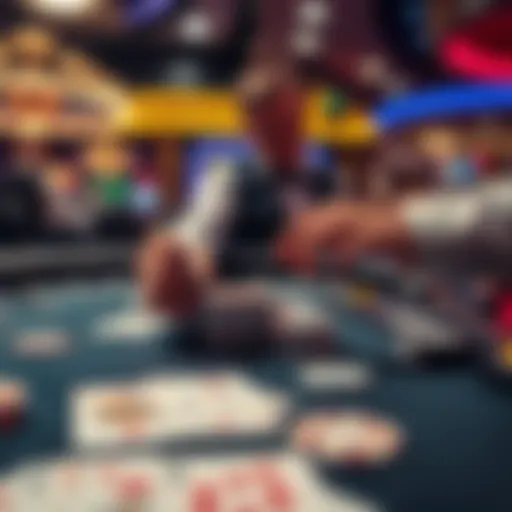 A dealer checks card decks in a live blackjack game at a casino table