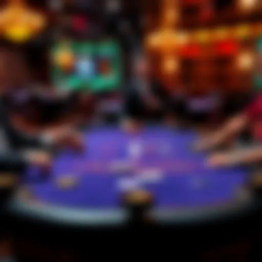 A live dealer presenting cards at a blackjack table with players engaging in the game online.