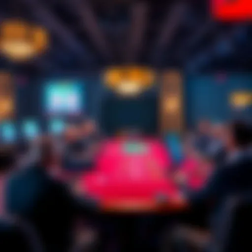 A live dealer at a gaming table with players watching on screens, showcasing a game in progress.