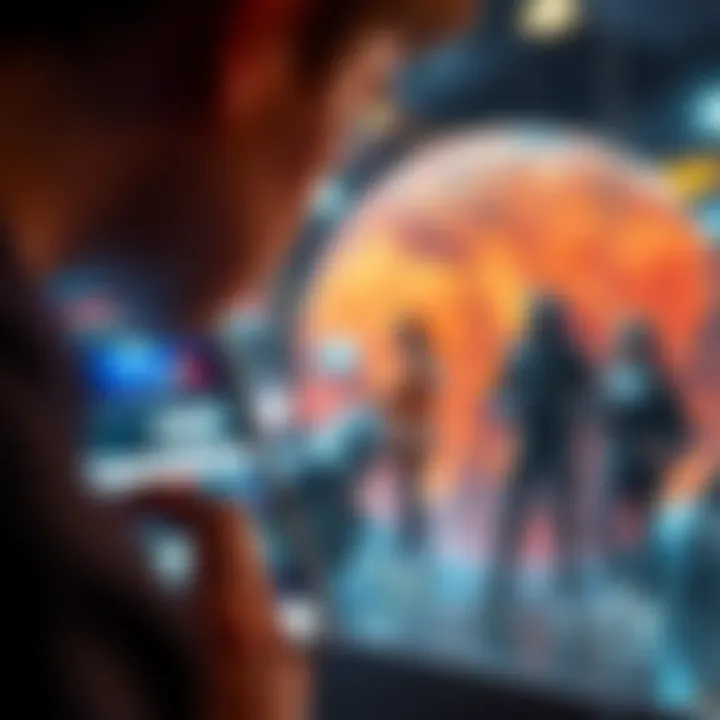 A person looking at a smartphone displaying live news updates and a globe in the background