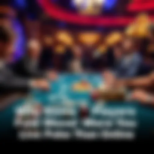 Live poker table with players A live poker table showing players concentrating on their hands and chips, with cards laid out on the table.