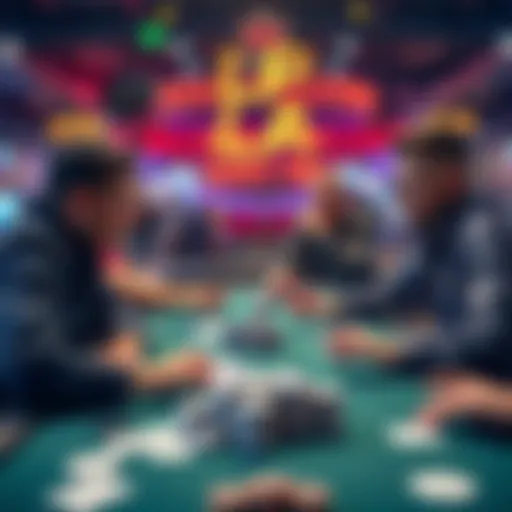 Players engaging in a live Texas Hold'em game using real cards and webcams, showcasing excitement and interaction.