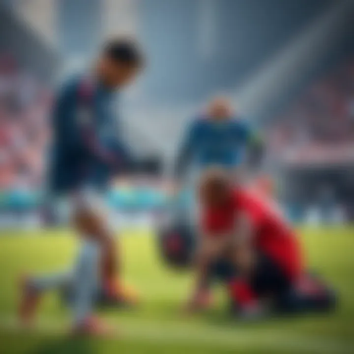 Tino Livramento on the field receiving treatment for an injury during a match