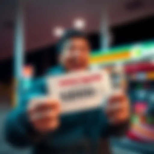 Local Winner Holding Lottery Ticket A person excitedly holding a Loteria Supreme lottery ticket outside a gas station after winning $1000