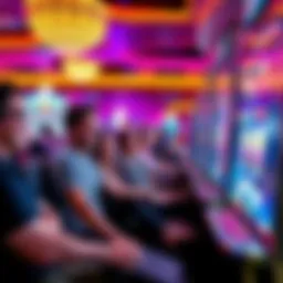 A lively scene of local players enjoying gaming at Aliante in Las Vegas, showcasing happy interactions and the vibrant atmosphere of the venue.