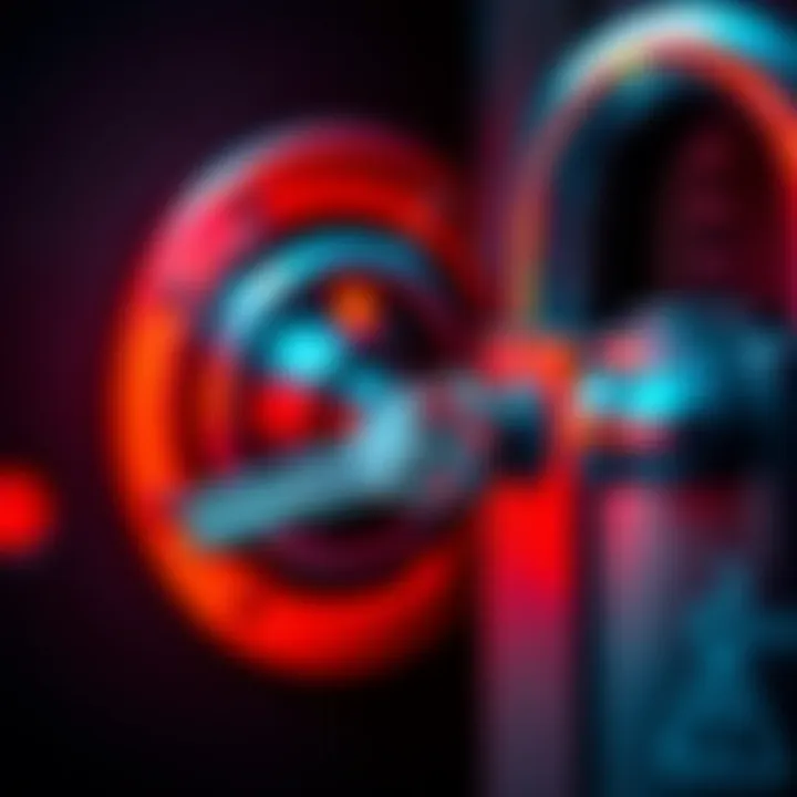 A close-up view of a secure lock with a key inserted, highlighting the mechanics of locking systems