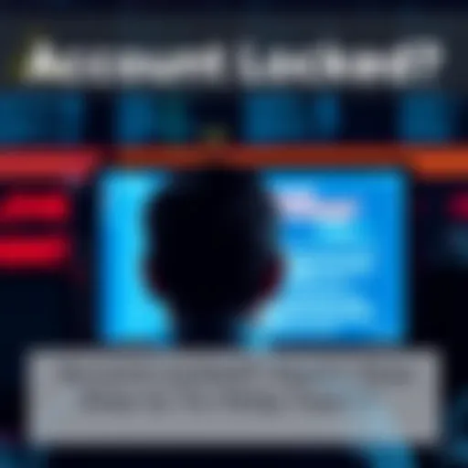 A person looking frustrated at a computer screen showing a locked account notice