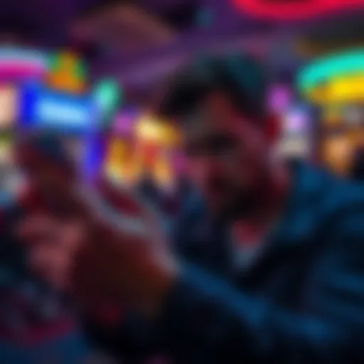 A person frustrated while trying to log into an online casino account on a phone with the Facebook logo visible
