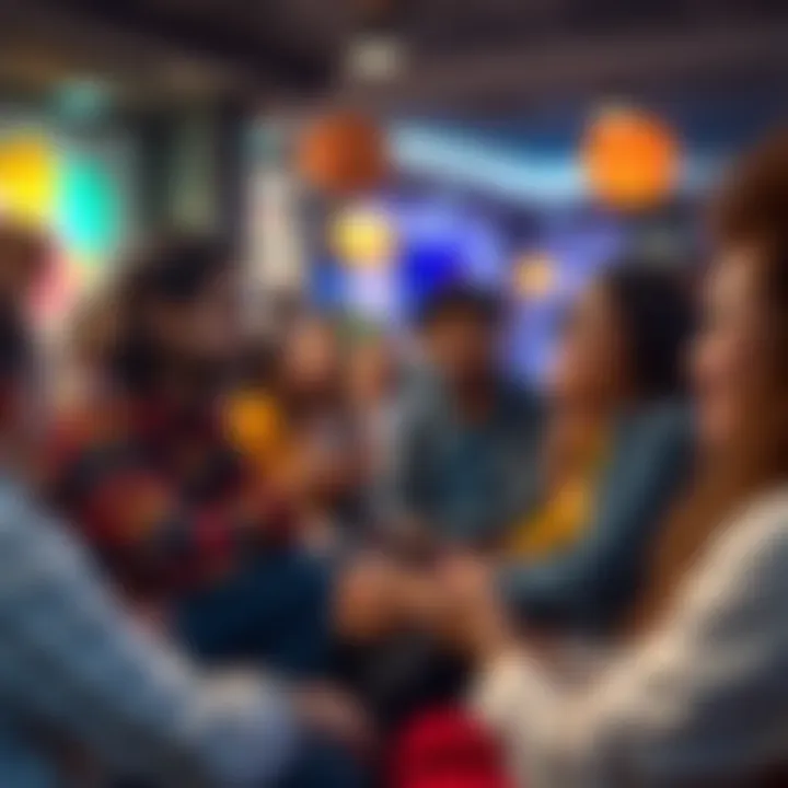 Discussion about 'Looks Good' A group of diverse people sharing thoughts in a casual setting about the phrase 'Looks Good'