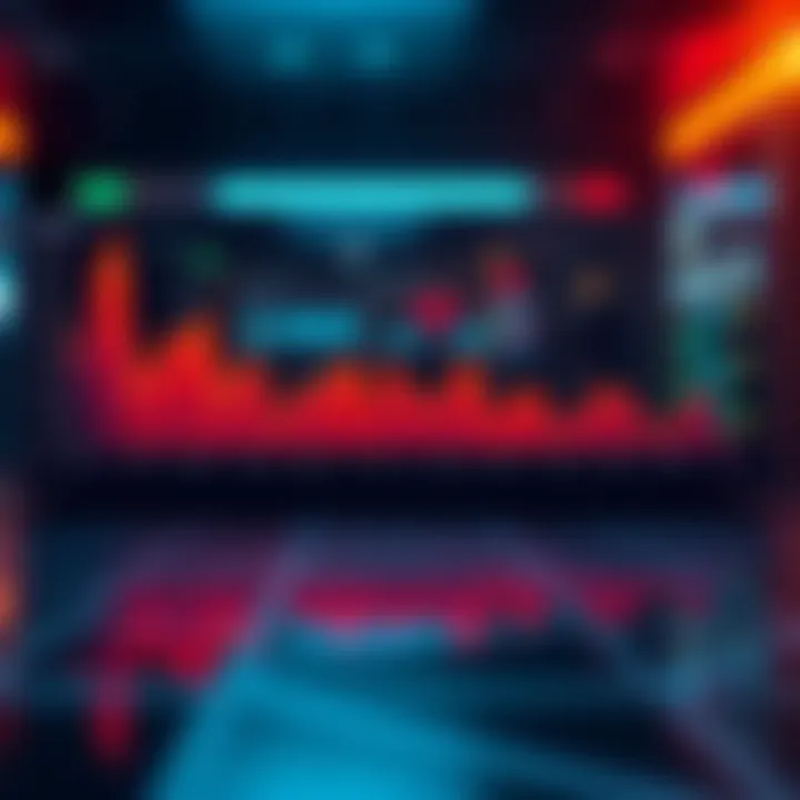 A graph depicting a downward trend over the past month, illustrating consecutive losses in various sectors.