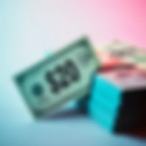 A close-up of a $30 lottery ticket beside a stack of cash representing the chance to win $1000.