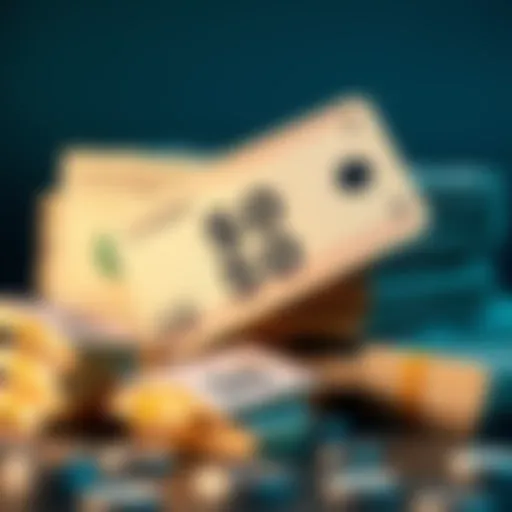 A close-up of a lottery ticket next to a stack of cash, representing the excitement of winning.