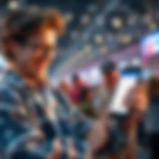 A happy person checking Lotto tickets with a smartphone on a FanDuel Sportsbook app, celebrating potential winnings.