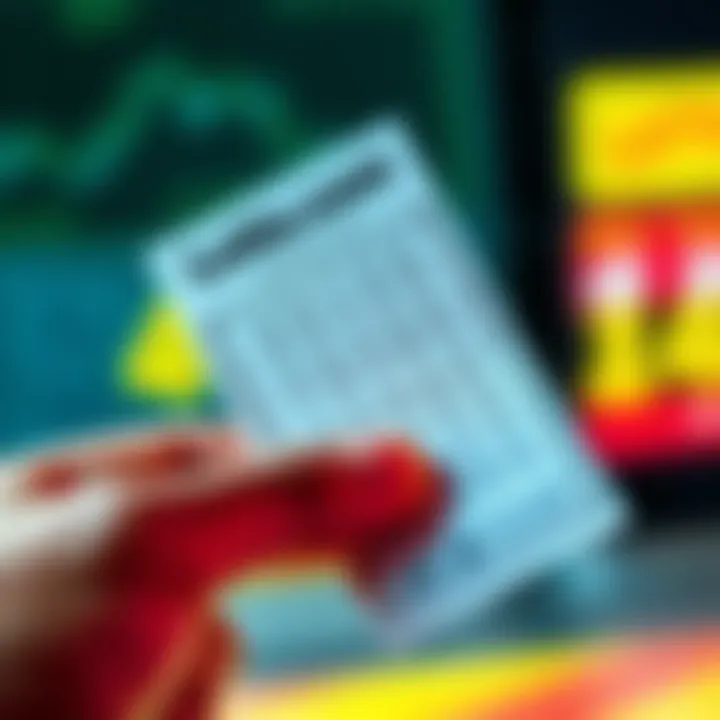 A close-up of a hand holding a scratch-off lottery ticket with unclear winning amounts and an off-center print, highlighting customer service issues.