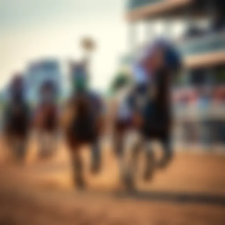 Louisiana Derby 2026 Contenders Top horses competing in the Louisiana Derby 2026, focused on Emerging Market and Chip Honcho, racing on a dirt track with enthusiastic fans in the background.