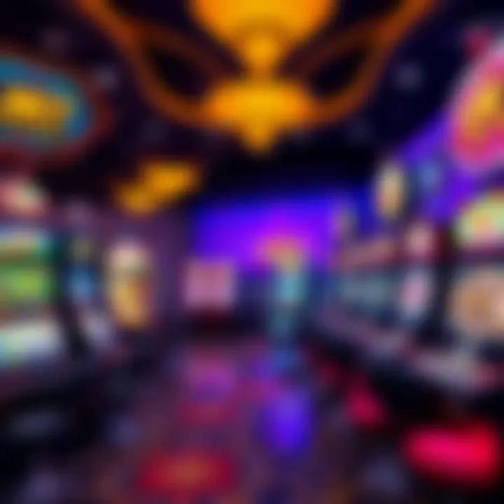 A colorful display of popular low volatility slot games, including Black Diamond Platinum Spins, on a casino floor.