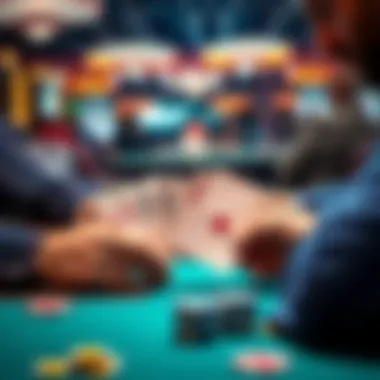 A player analyzing suited aces and Broadway hands at a poker table during a low stakes game.