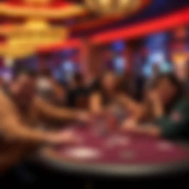 A relaxed poker table setting in a Las Vegas casino, featuring players with small stacks of chips and smiling faces, enjoying low-stakes cash games.
