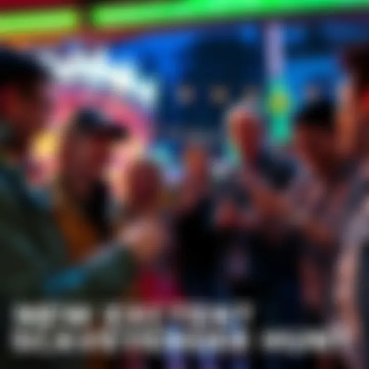A group of people engaged in a scavenger hunt, searching for treasures and solving challenges in a festive atmosphere.