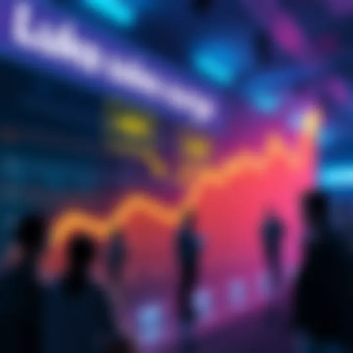 Graphic showing increasing sales trend with 685 highlighted transactions and community members discussing impact.