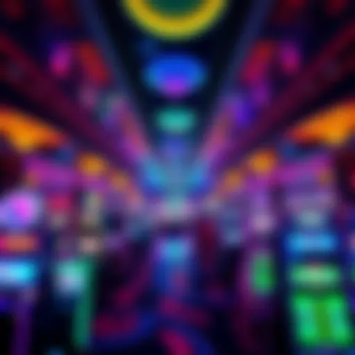 A vibrant view of Lunaland Casino showcasing its gaming floor and colorful lights