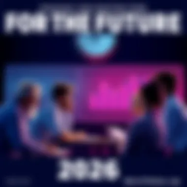 A group of people discussing plans and options for the year 2026, with charts and a clock in the background to emphasize urgency.