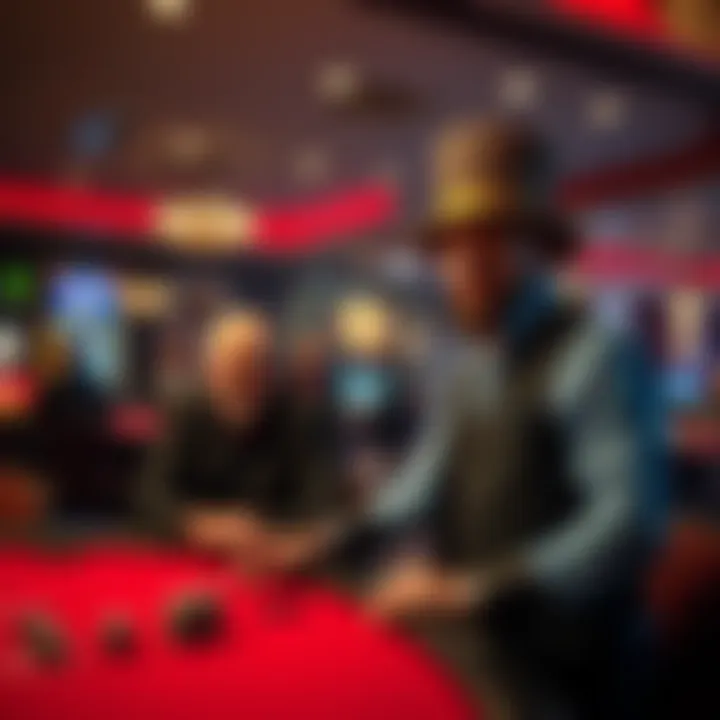 A man wearing a strange hat stands at a blackjack table, looking confident as he prepares to buy in for a large amount, while the dealer looks surprised.