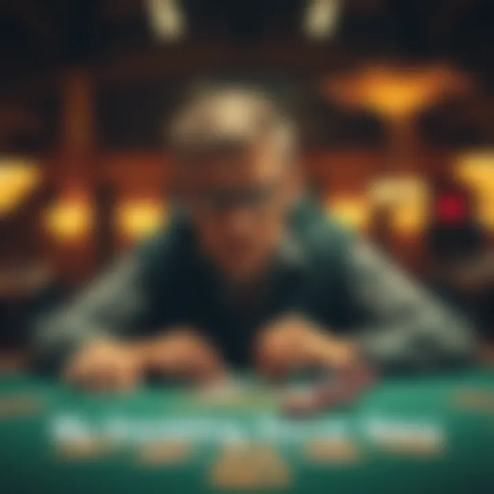 A man with a worried expression sits at a poker table, reflecting on his losses, symbolizing the struggle with gambling addiction.