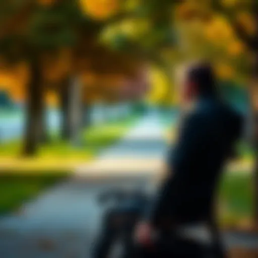 Man reflecting on his life choices A man sits alone on a park bench, looking thoughtfully into the distance, with a sense of determination on his face, symbolizing a journey of redemption after struggles with gambling.