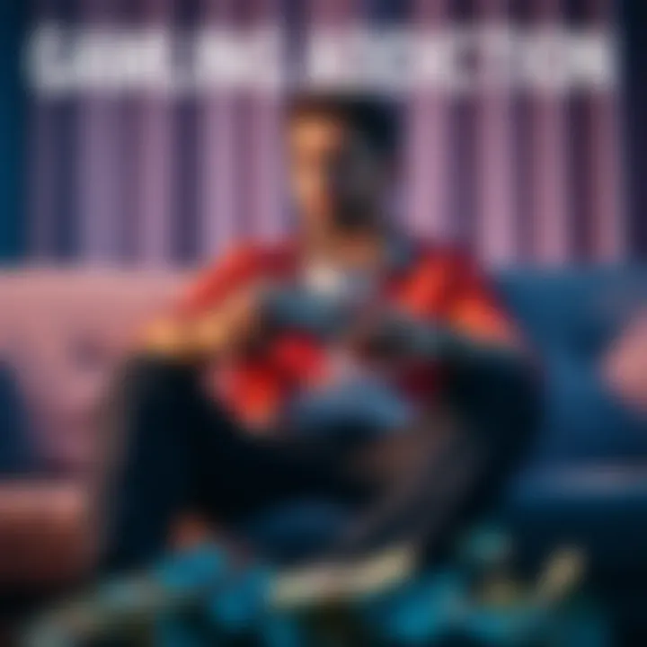 Man reflecting on gambling loss A man sitting on a couch, looking distressed while holding a gaming controller and surrounded by bills, symbolizing gambling addiction and its impact on his life.