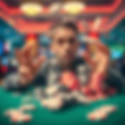 A man with a shocked expression watches as his gambling chips disappear rapidly on the table