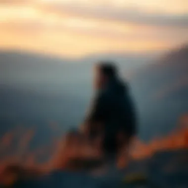A man sitting alone, looking thoughtful with a distant gaze, surrounded by nature, symbolizing resilience after loss.