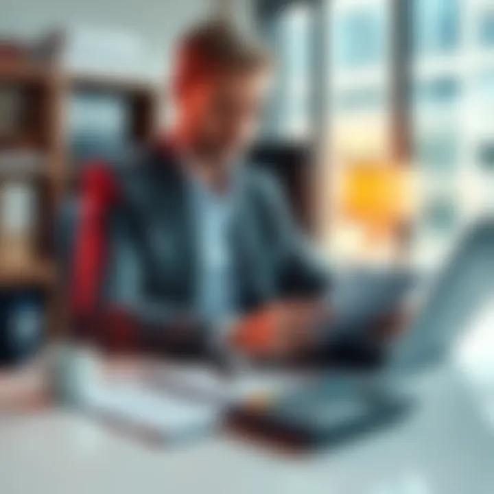A person sitting at a desk, reviewing their budget and financial plans, with a calculator and notepad.