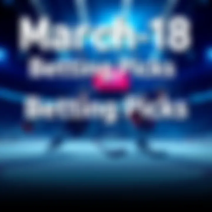 Graphic showing March 18 betting picks with a hockey theme and betting symbols