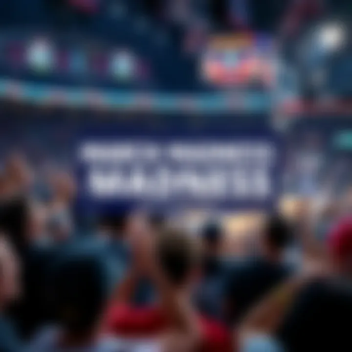 Fans cheering at a basketball game during March Madness with a banner for a free bonus bet