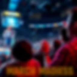 Excited fans watching a basketball game during March Madness with player props highlighted on a screen.