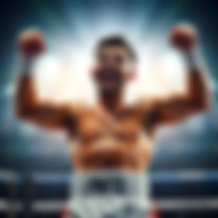 Mario Pinto raises his hands in victory after winning a first-round KO/TKO in the ring