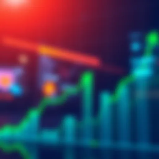 A graph showing upward trend in market growth with green arrows