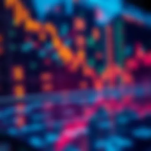 A chart showing a downward trend in market graphs with currency symbols in the background.