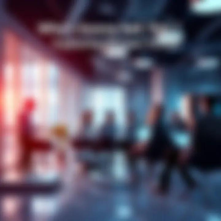 People engaged in a discussion about current market sales trends in a modern office setting