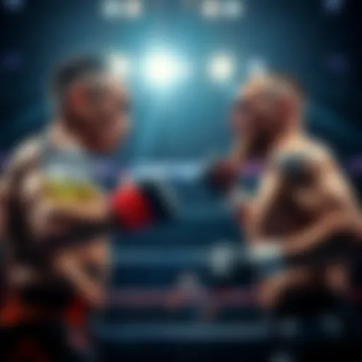 Max Holloway and Conor McGregor face off in the octagon, showcasing their fighting stance.