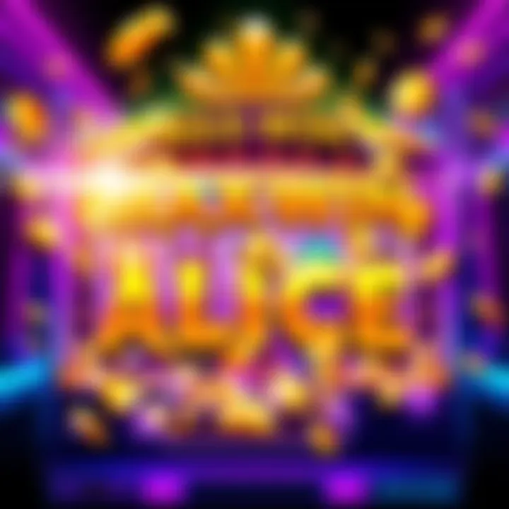 A colorful slot machine screen showing a big win with coins overflowing and bright animations, representing a huge jackpot.
