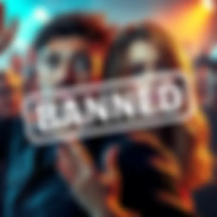 A graphic showing Maxey and Kat with a bold 'Banned' sign overlay. Fans expressing shock in the background.