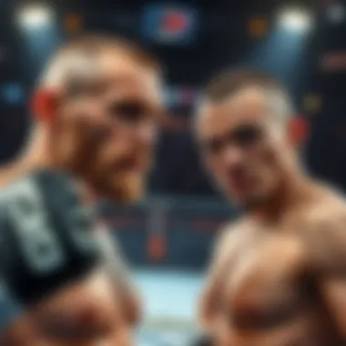 Conor McGregor and Max Holloway face off with intense expressions in the octagon