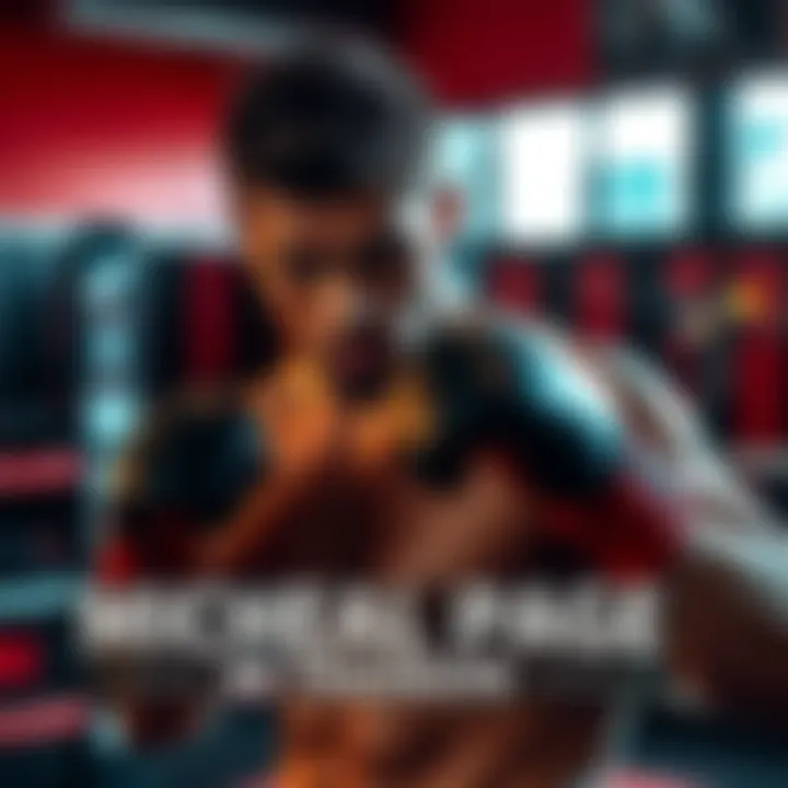 Micheal Page training in a gym, showing confidence and focus as he prepares for his fight.