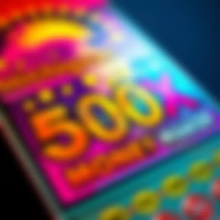 Michigan 500X Money Maker Scratch-Off A close-up of a Michigan 500X Money Maker scratch-off ticket showing vibrant colors and potential winnings