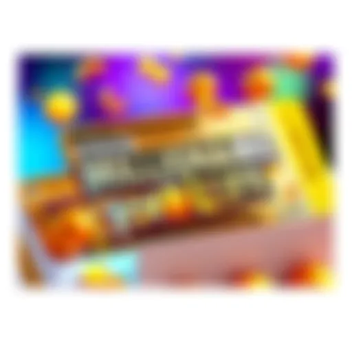 A colorful lottery ticket for the Millionaire for Life game with dollar signs and cheerful graphics, symbolizing excitement and opportunity.