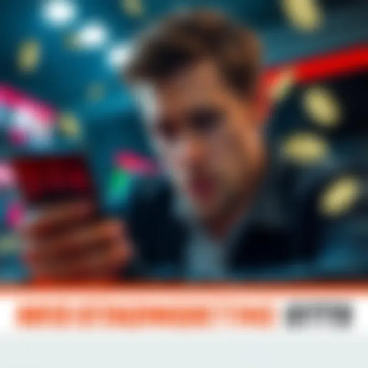 Misleading Betting Stats A frustrated bettor reviewing incorrect statistics on a phone screen with money symbols around