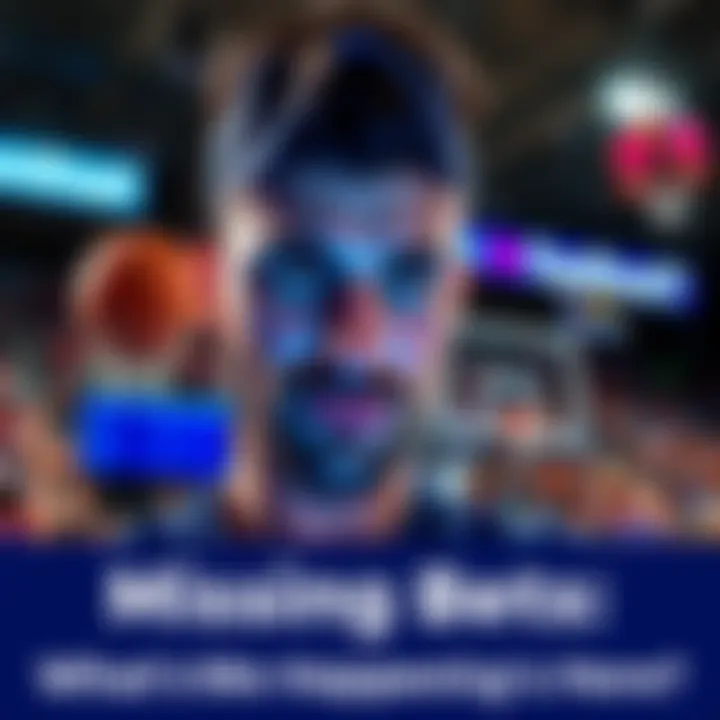 Missing Bets on FanDuel A frustrated fan looking at a phone displaying missing bets on a sports betting app, with a basketball background