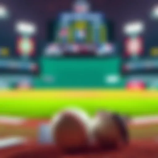 A baseball diamond with betting slips and a scoreboard in the background, showing MLB teams playing.
